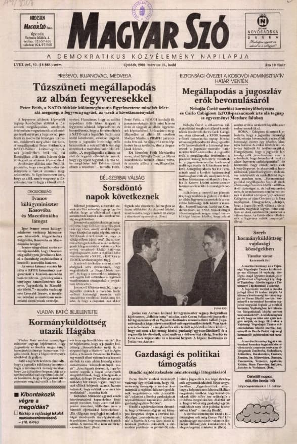 Magyar Szó, 58. évf. 2001. március 13. 59. sz. 1–16. oldal