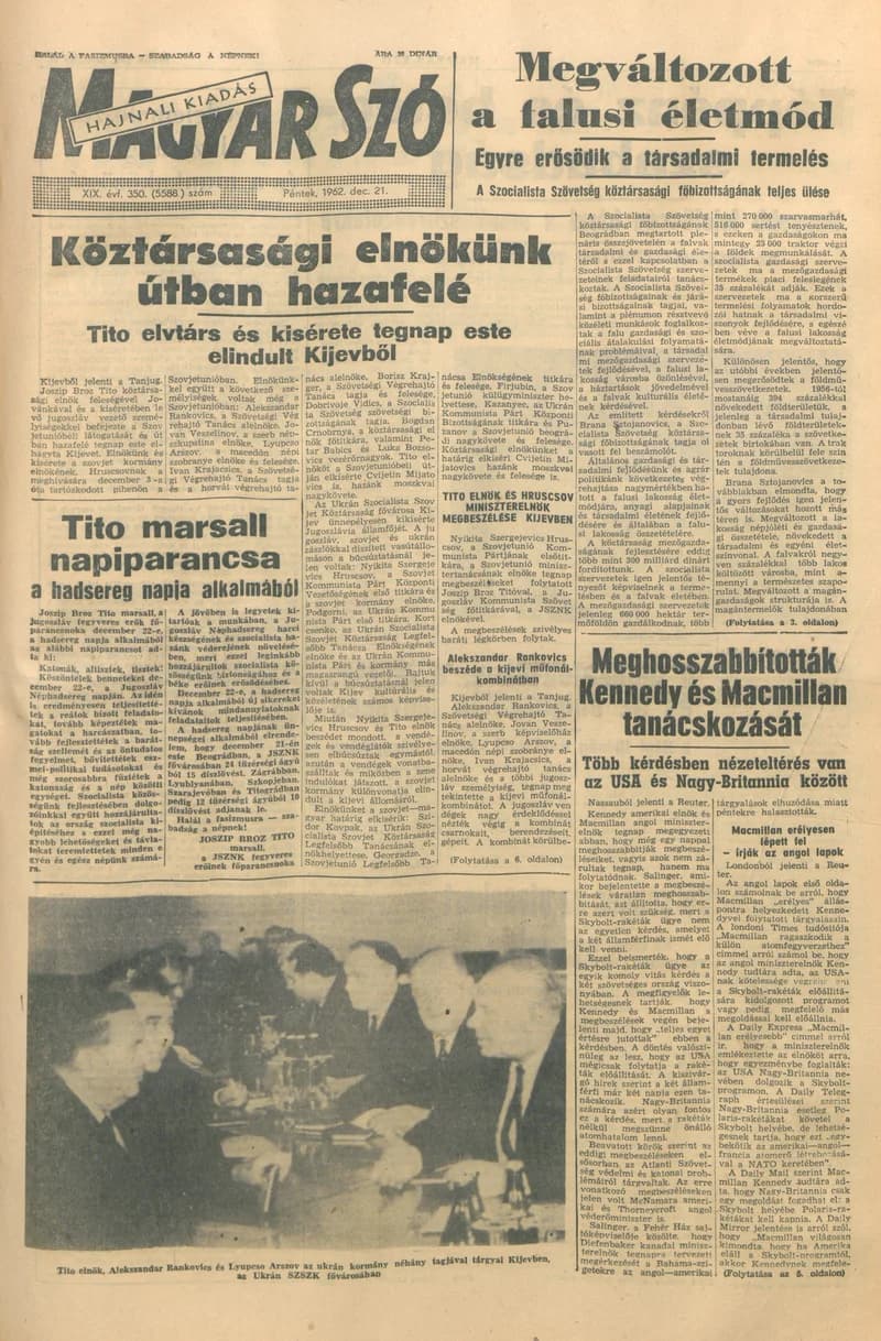 Magyar Szó, 19. évf. 1962. december 21. 350. sz.