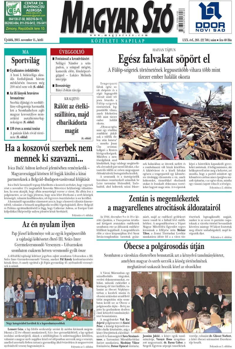 Magyar Szó, 70. évf. 2013. november 11. 263. sz. 1–16. oldal
