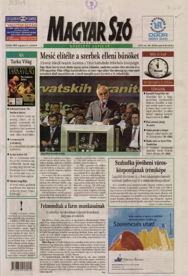 Magyar Szó, 66. évf. 2009. augusztus 6. 181. sz. 1–16. oldal
