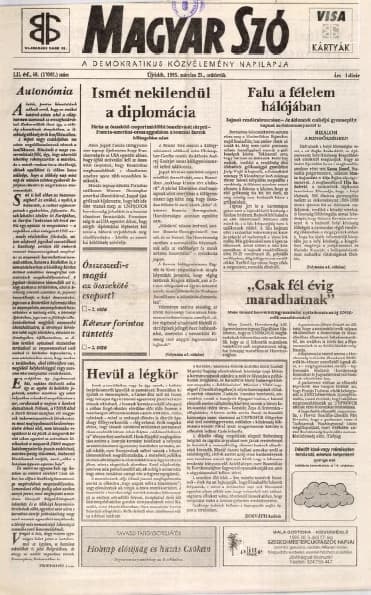 Magyar Szó, 52. évf. 1995. március 23. 68. sz. 1–16. oldal