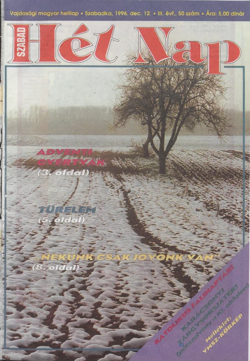 Szabad Hét Nap, 3. évf. 1996. december 12. 50. sz.
