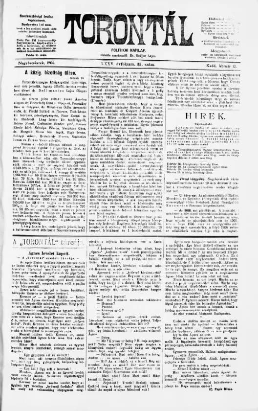 Torontál, 35. évf. 1906. február 13. 35. sz.