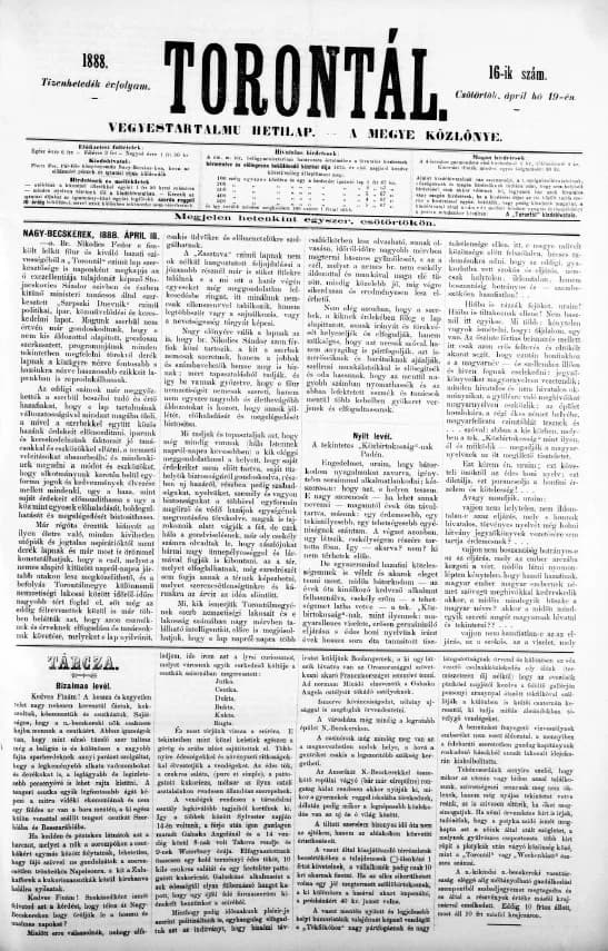 Torontál, 17. évf. 1888. április 19. 16. sz.