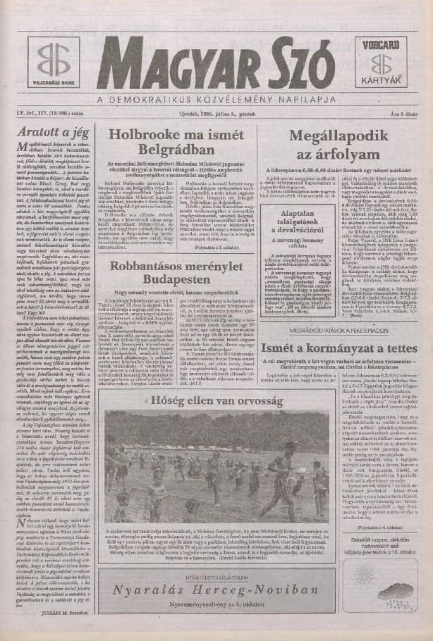 Magyar Szó, 55. évf. 1998. július 3. 157. sz. 1–16. oldal