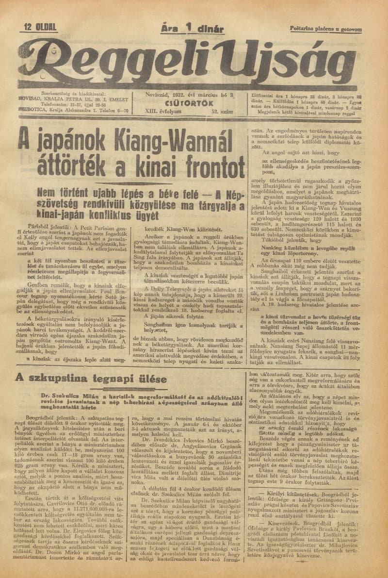 Reggeli Újság, 13. évf. 1932. március 3. 52. sz.