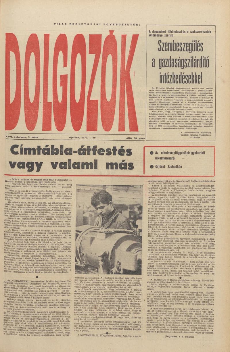 Dolgozók, 27. évf. 1973. január 19. 3. sz.