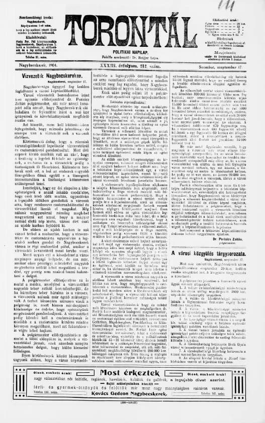 Torontál, 33. évf. 1904. szeptember 17. 212. sz.