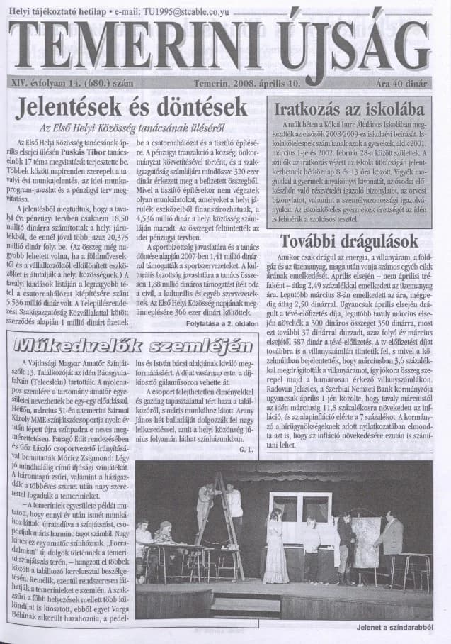 Temerini Újság, 14. évf. 2008. április 10. 14. sz.