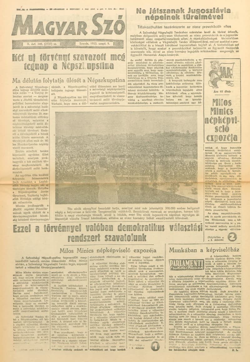 Magyar Szó, 10. évf. 1953. szeptember 9. 248. sz. 1–8. oldal