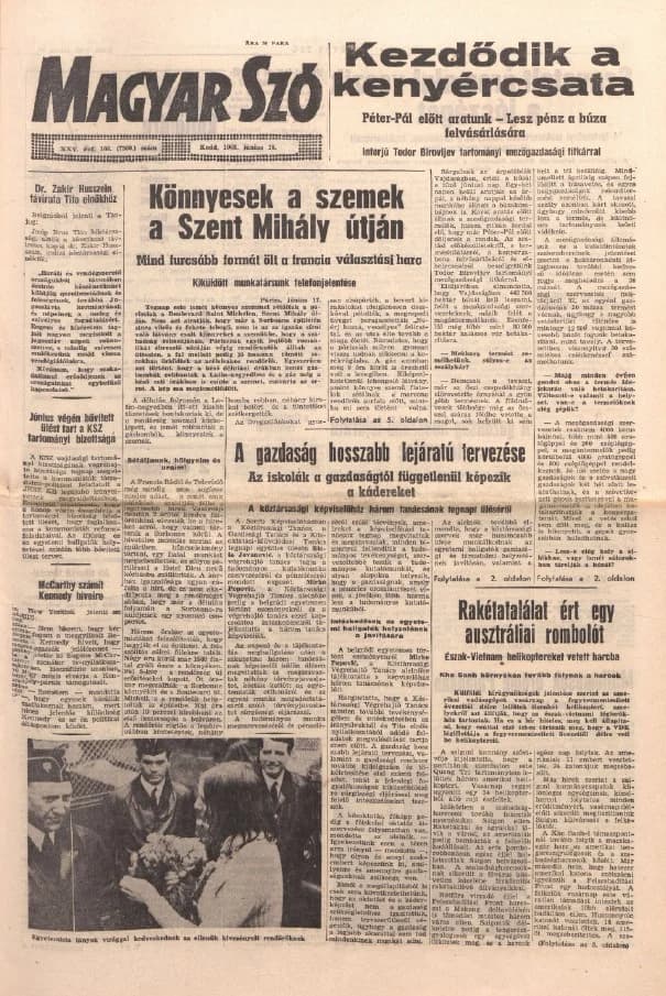 Magyar Szó, 25. évf. 1968. június 18. 166. sz. 1–14. oldal