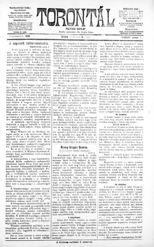 Torontál, 29. évf. 1900. január 4. 3. sz.