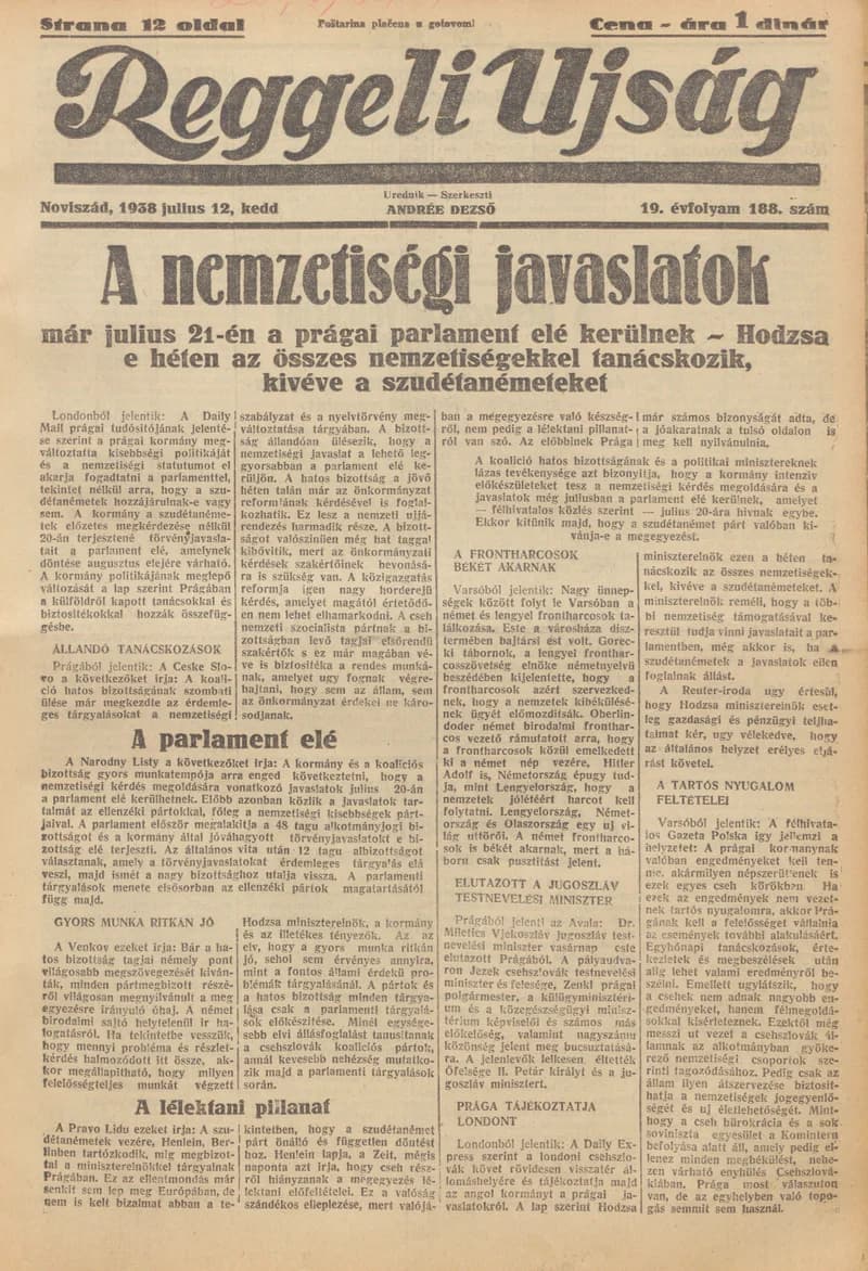 Reggeli Újság, 19. évf. 1938. július 12. 188. sz.
