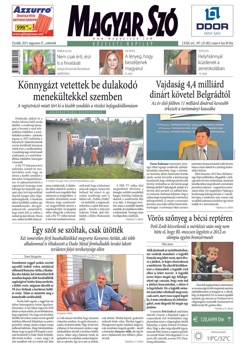 Magyar Szó, 72. évf. 2015. augusztus 27. 197. sz. 1–20. oldal