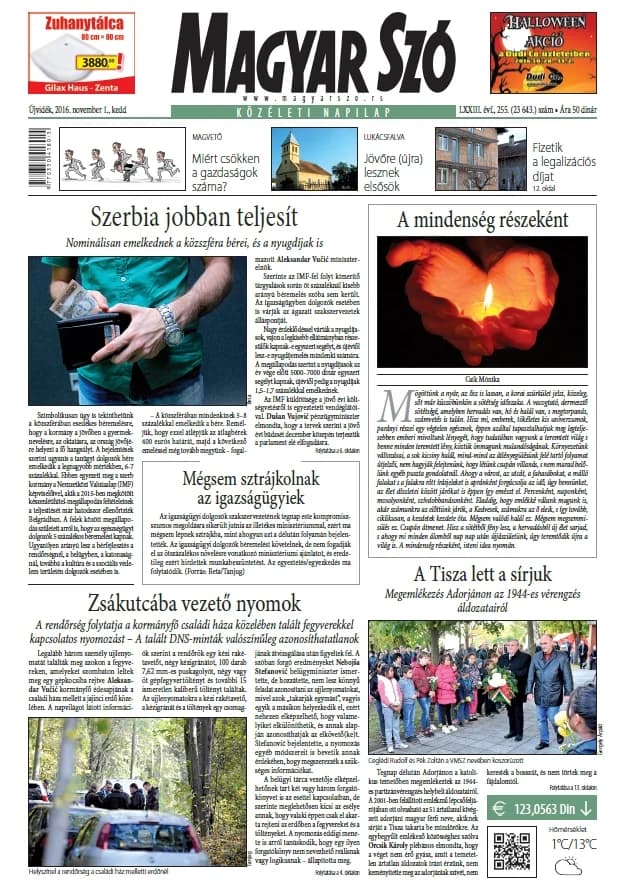 Magyar Szó, 73. évf. 2016. november 1. 255. sz. 1–20. oldal