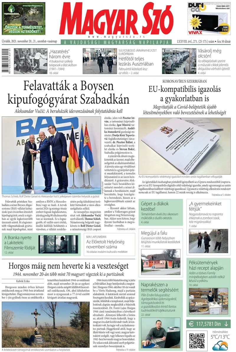 Magyar Szó, 78. évf. 2021. november 20. – 21. 271. sz. 1–32. oldal