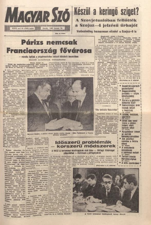 Magyar Szó, 26. évf. 1969. január 15. 13. sz. 1–16. oldal