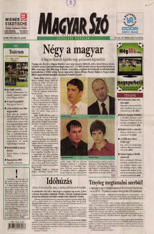 Magyar Szó, 65. évf. 2008. május 30. 122. sz. 1–20. oldal