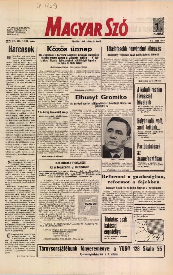 Magyar Szó, 46. évf. 1989. július 4. 180. sz. 1–20. oldal