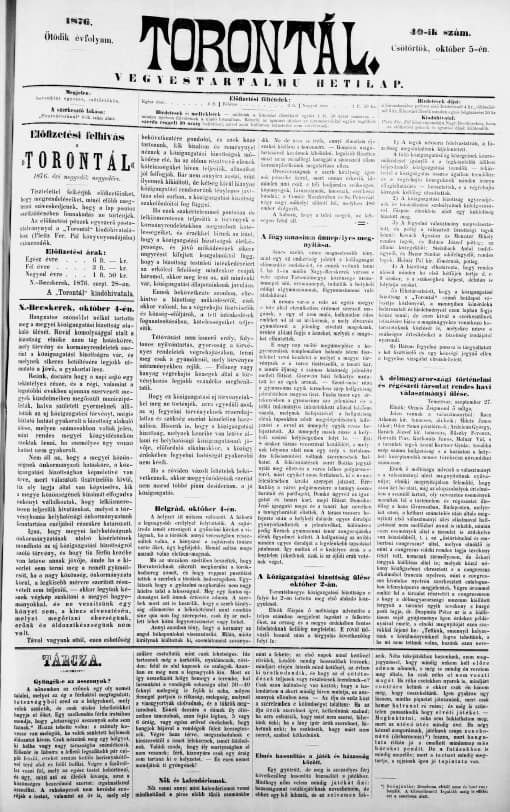 Torontál, 5. évf. 1876. október 5. 40. sz.