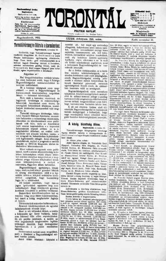 Torontál, 32. évf. 1903. november 10. 256. sz.