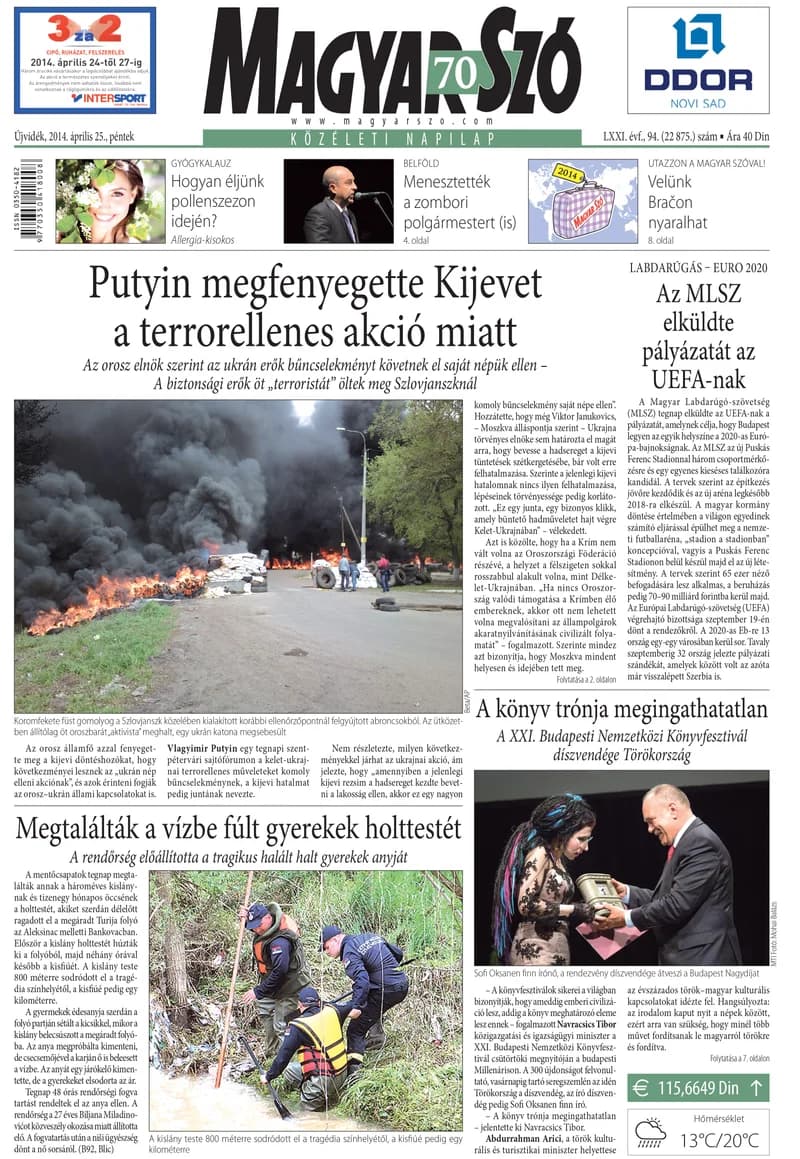 Magyar Szó, 71. évf. 2014. április 25. 94. sz. 1–16. oldal