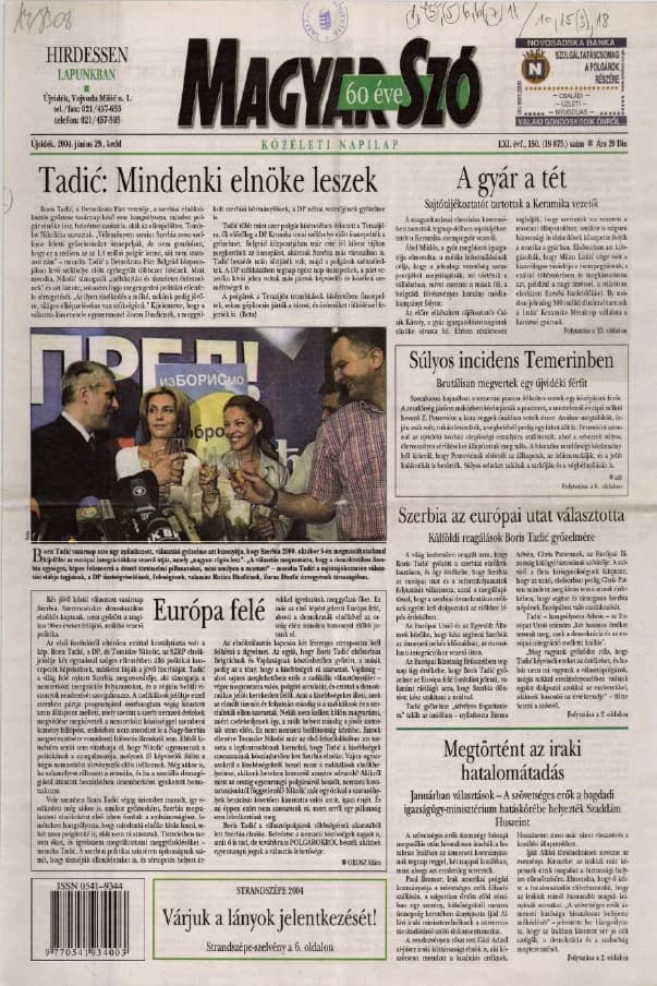 Magyar Szó, 61. évf. 2004. június 29. 150. sz. 1–20. oldal