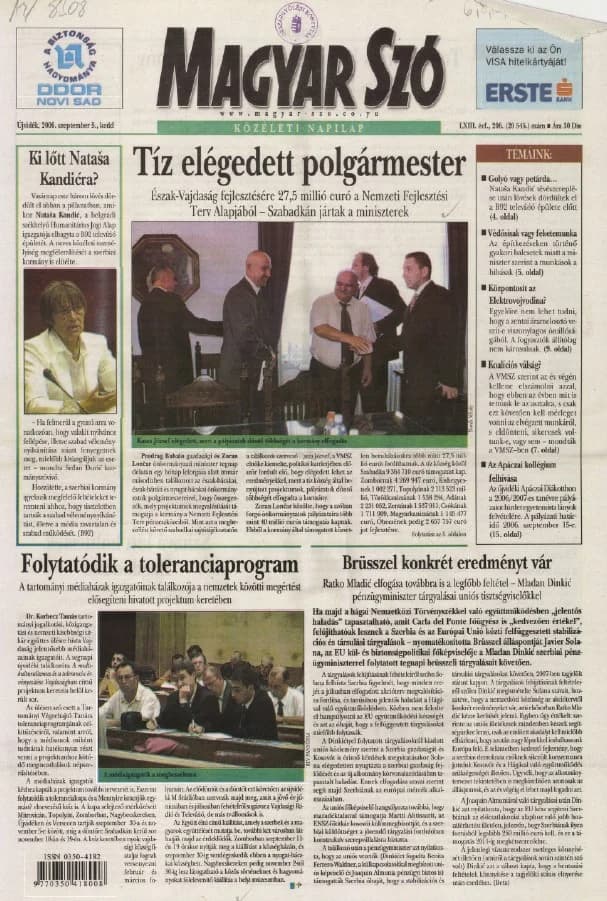 Magyar Szó, 63. évf. 2006. szeptember 5. 206. sz. 1–20. oldal
