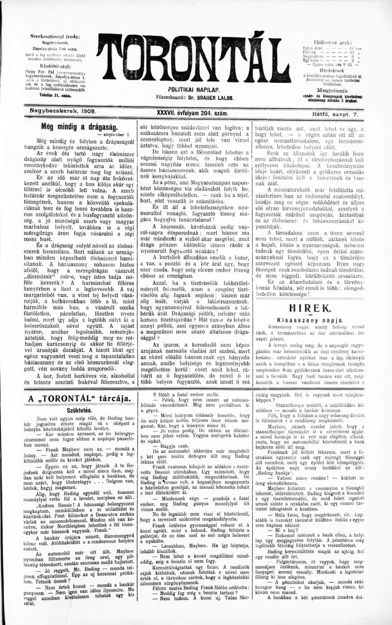 Torontál, 37. évf. 1908. szeptember 7. 204. sz.