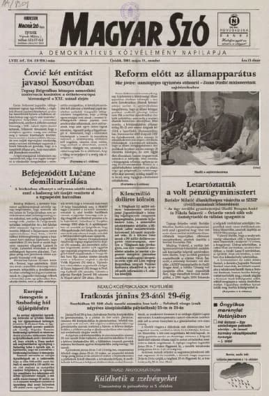 Magyar Szó, 58. évf. 2001. május 19. 114. sz. 1–16. oldal