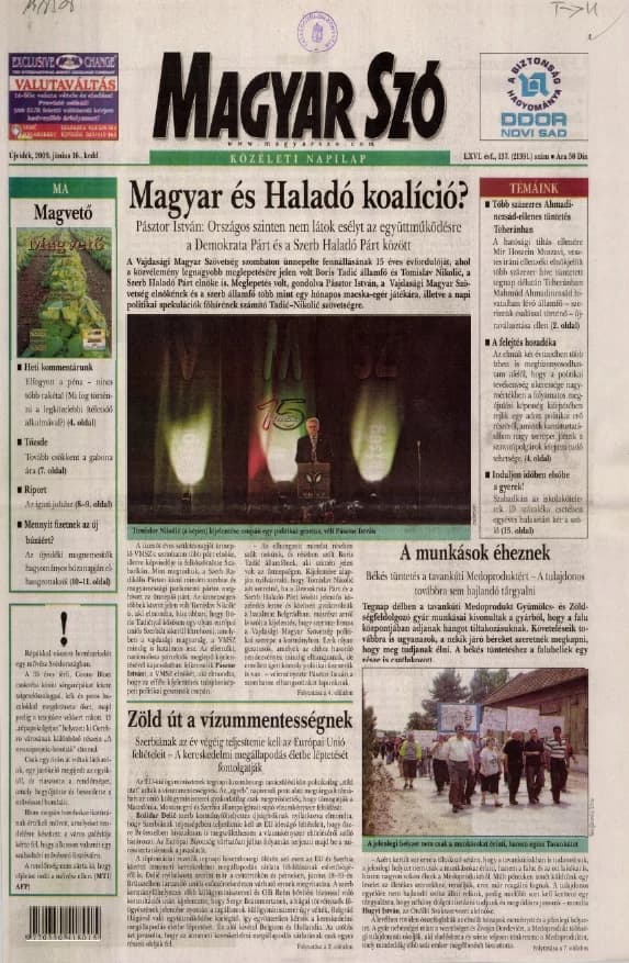 Magyar Szó, 66. évf. 2009. június 16. 137. sz. 1–20. oldal