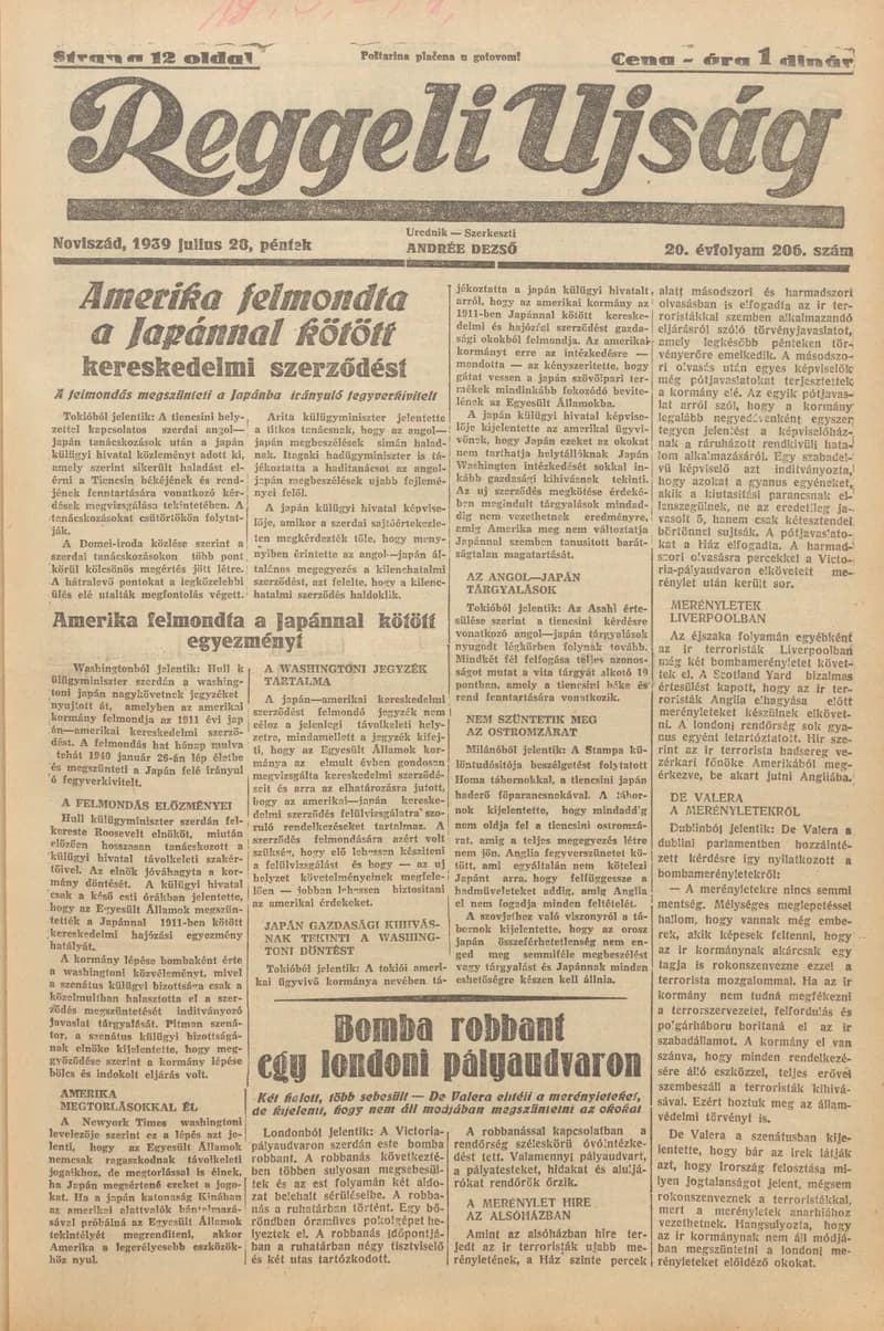 Reggeli Újság, 20. évf. 1939. július 28. 206. sz.