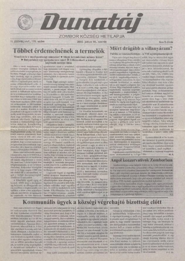 Dunatáj, 4. évf. 2002. július 10. 170. sz.