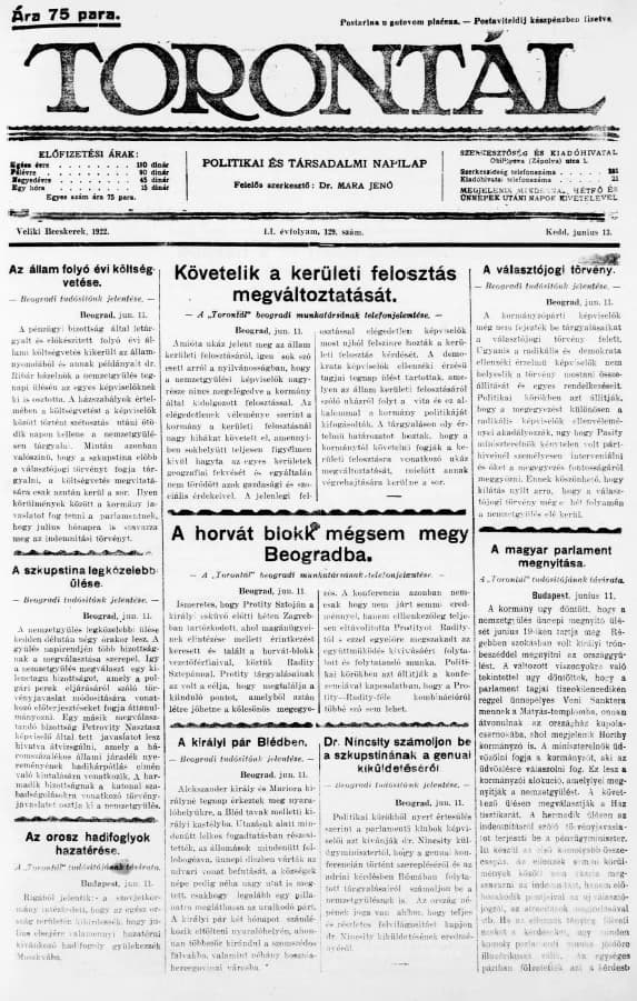 Torontál, 51. évf. 1922. június 13. 129. sz.