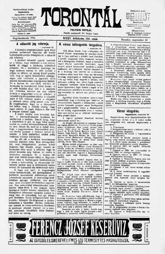 Torontál, 35. évf. 1906. szeptember 22. 216. sz.