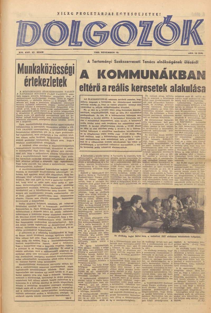 Dolgozók, 14. évf. 1960. november 18. 47. sz.