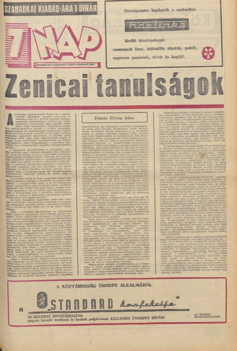 7 Nap, 28. évf. 1973. november 23. 47. sz. 1–32. oldal