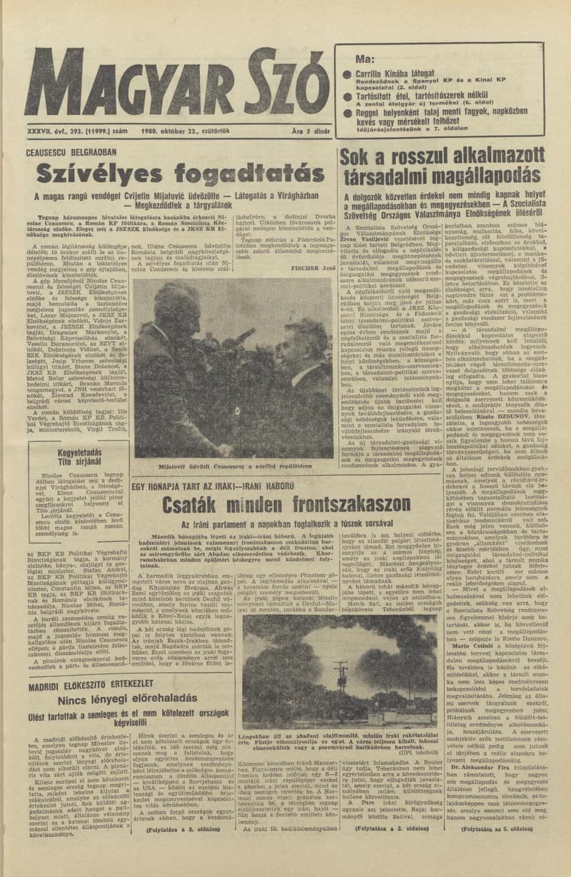Magyar Szó, 37. évf. 1980. október 23. 293. sz. 1–20. oldal