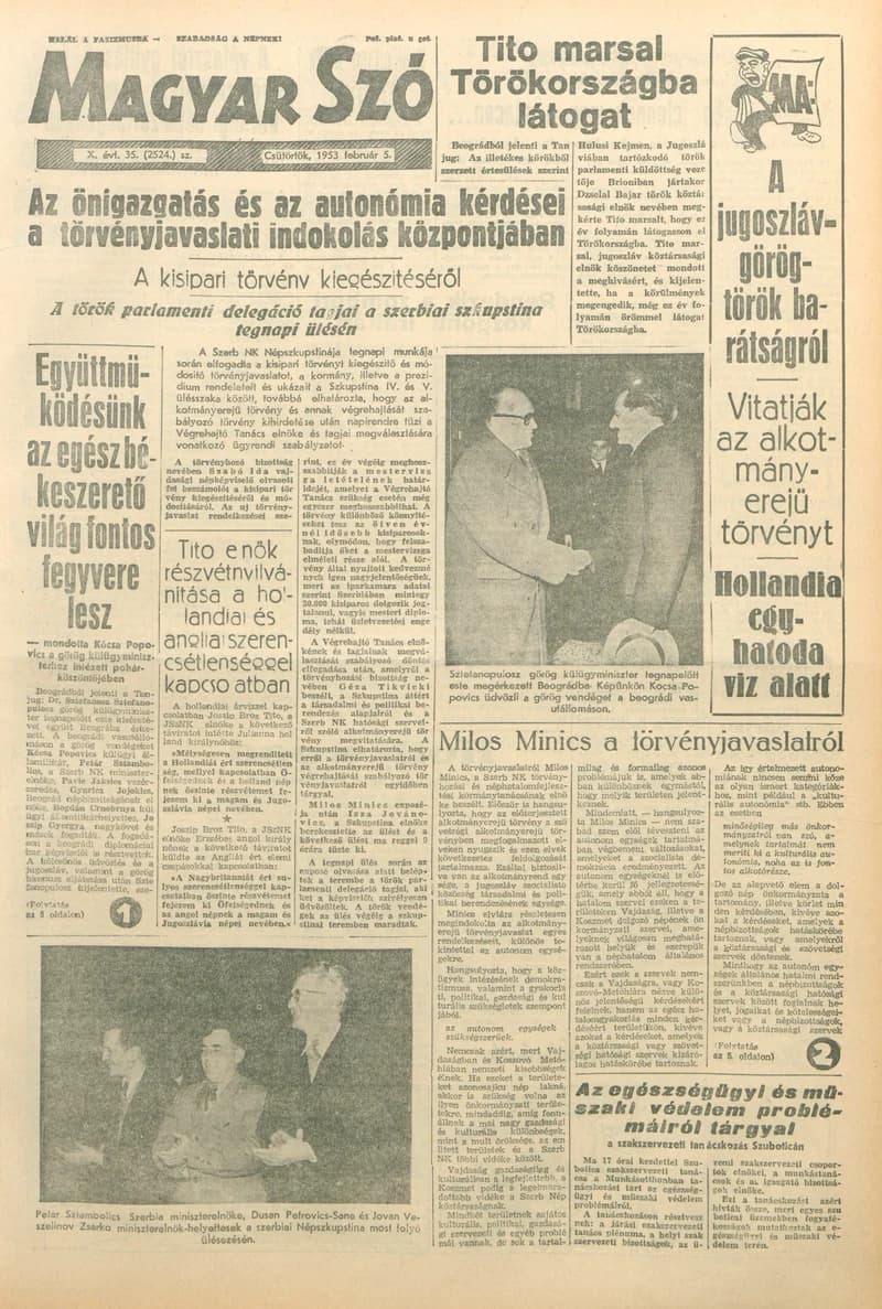Magyar Szó, 10. évf. 1953. február 5. 35. sz. 1–10. oldal