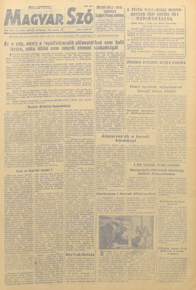 Magyar Szó, 8. évf. 1951. április 29. 101. sz. 1–4. oldal