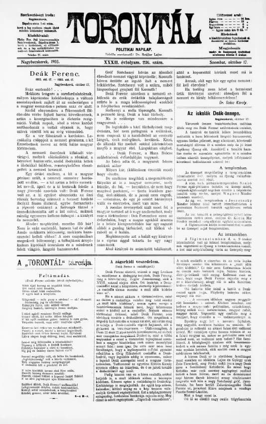 Torontál, 32. évf. 1903. október 17. 236. sz.