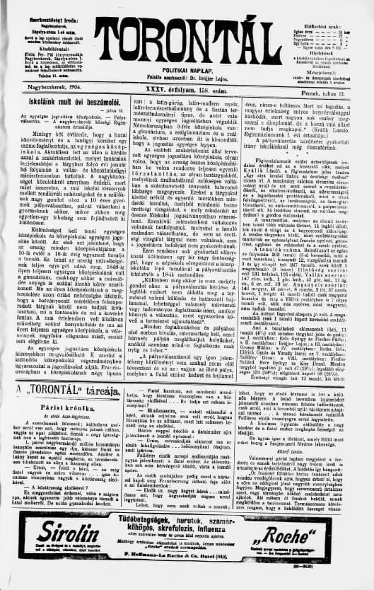 Torontál, 35. évf. 1906. július 13. 158. sz.