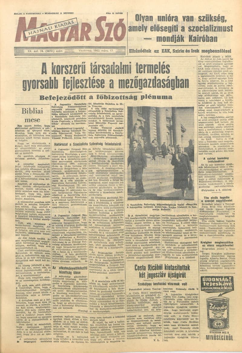 Magyar Szó, 20. évf. 1963. március 17. 74. sz. 1–24. oldal