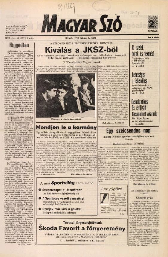 Magyar Szó, 47. évf. 1990. február 5. 34. sz. 1–20. oldal