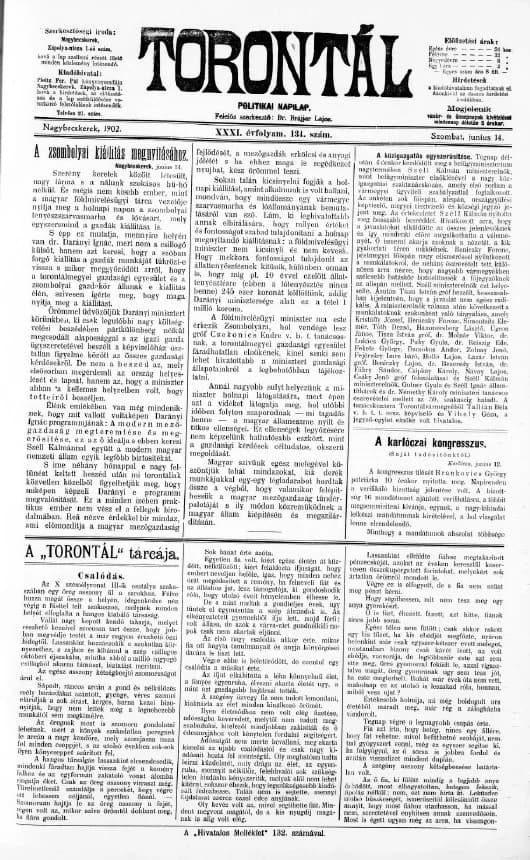 Torontál, 31. évf. 1902. június 14. 134. sz.