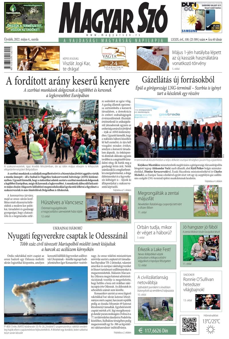 Magyar Szó, 79. évf. 2022. május 4. 100. sz. 1–16. oldal