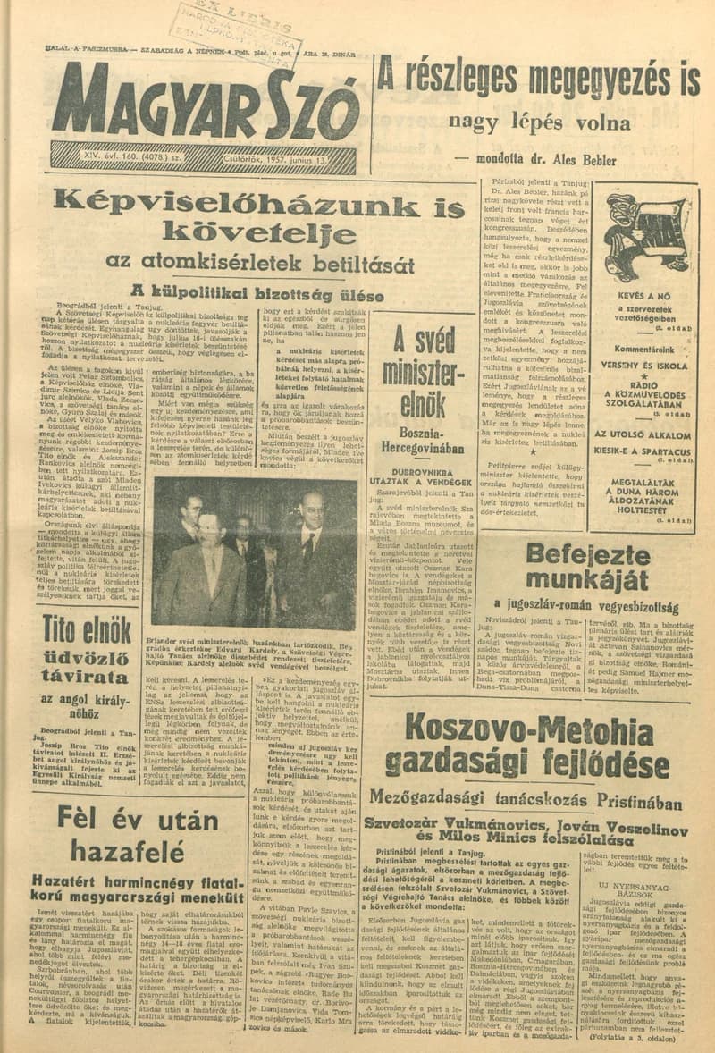 Magyar Szó, 14. évf. 1957. június 13. 160. sz. 1–8. oldal