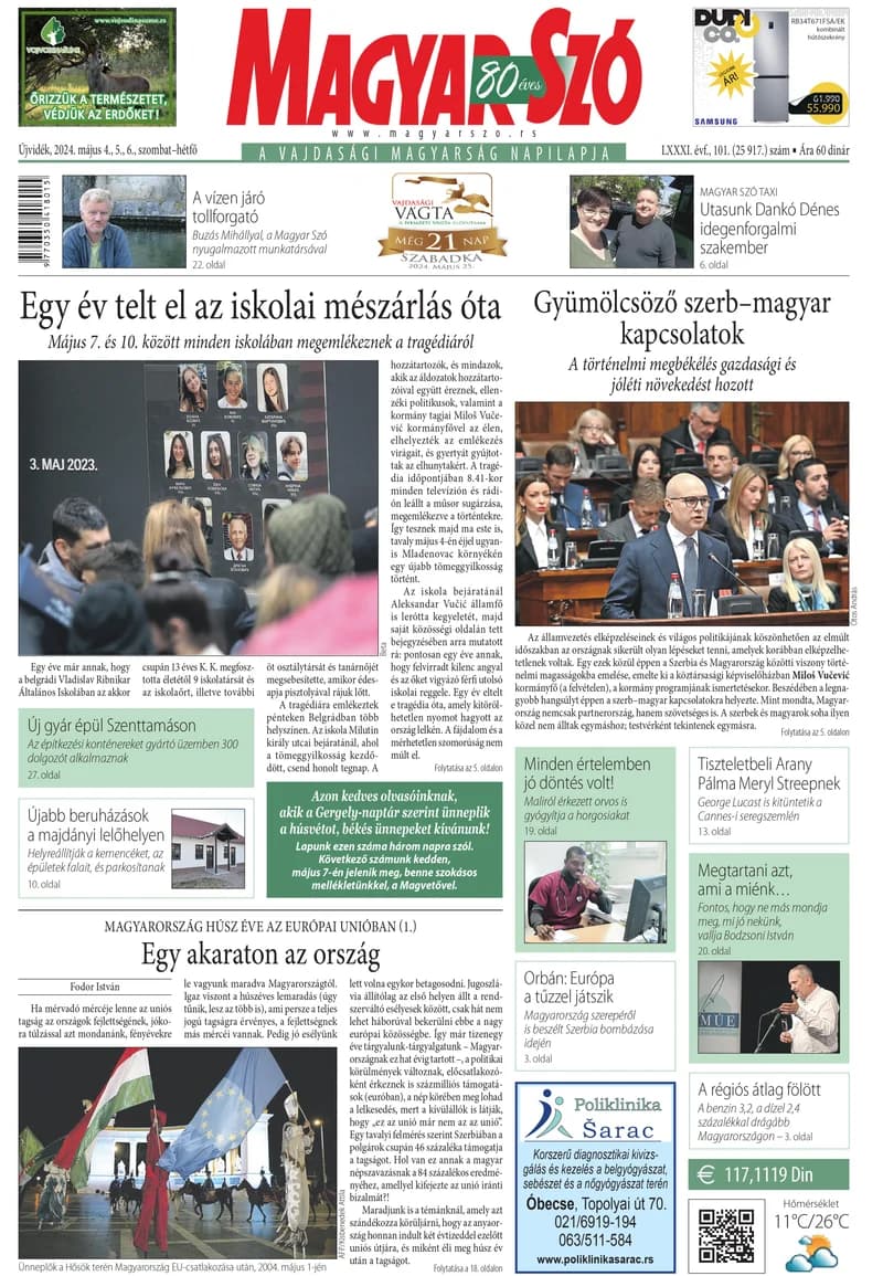 Magyar Szó, 81. évf. 2024. május 4. – 2017. május 6. 101. sz. 1–32. oldal