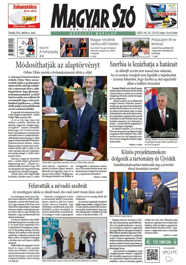 Magyar Szó, 73. évf. 2016. október 4. 231. sz. 1–20. oldal