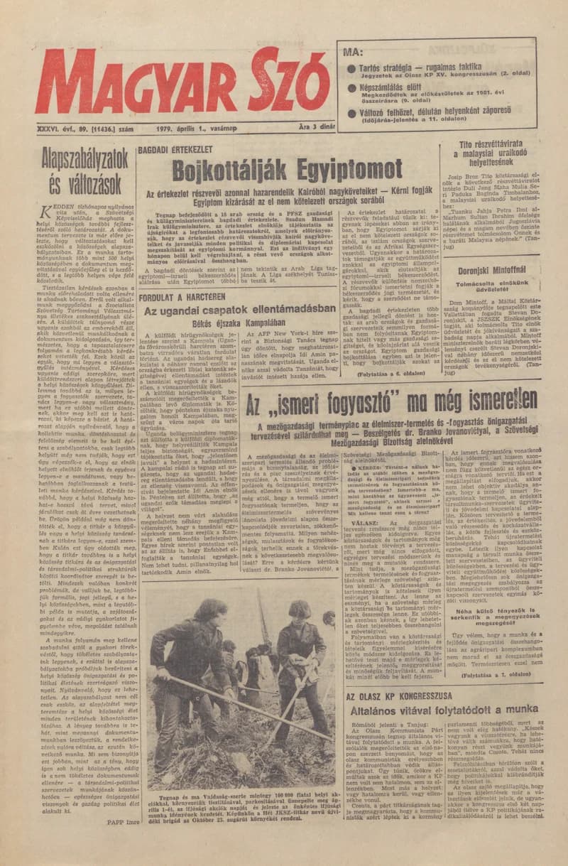 Magyar Szó, 36. évf. 1979. április 1. 89. sz. 1–28. oldal